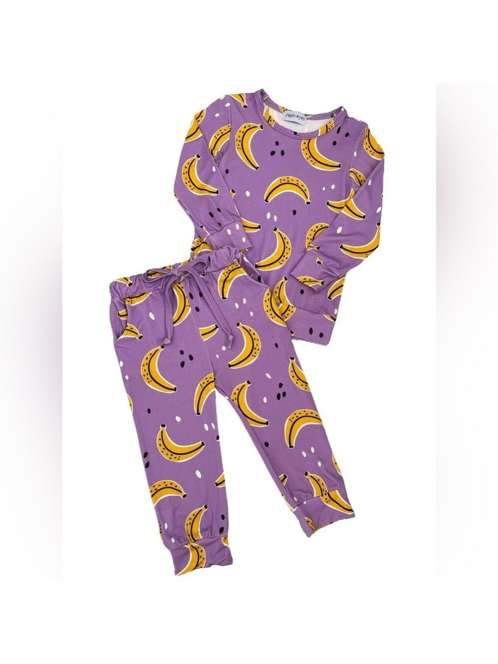 Banana Bamboo Joggers Long Sleeve Sweater Set Toddler Girls Boys Purple Yellow